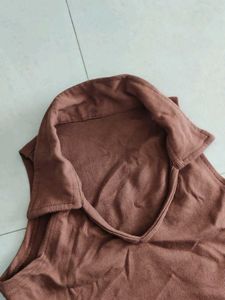 Brown Collared Tank Top