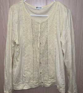 Cream Lace Detail Long Sleeve Top