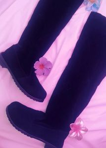 Black Velvet Knee-High Boots