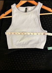 H&amp;M Light Blue Ribbed Tank Top