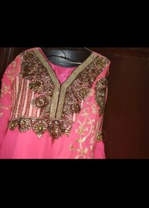 Stunning Pink Embroidered Kurta  dupata Set