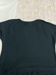 MAX Black Textured Button-Detail Top