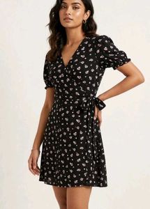 Cute Black Floral Mini Dress