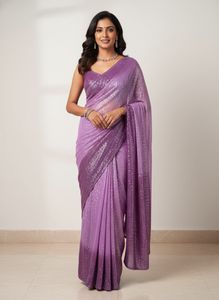 Sparkling Purple Sequin Saree