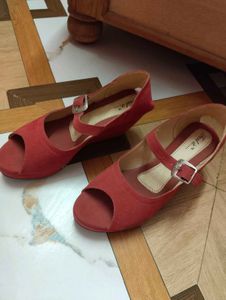 Dark Pink  Suede Peep-Toe Heels