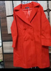 Chic Red Double-Breasted Coat
