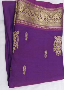 Beautiful Purple Saree with Golden Border