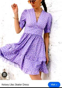 Purple Polka Dot Skater Dress