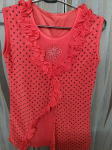 Chic Red Polka Dot Top with Ruffles