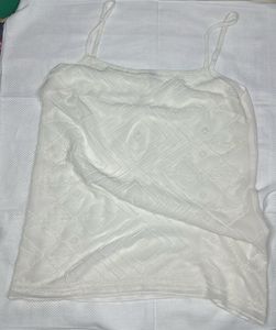 White Sheer Embroidered Camisole Top