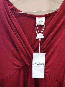 Elegant Red Long Sleeve Ruched Dress