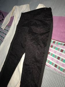 Cream Top &amp; Black Pants Set
