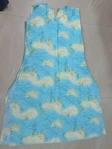 Blue Floral Print Dress Material