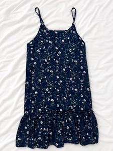 Navy Floral Print Mini Dress