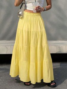 Yellow Tiered Maxi Skirt
