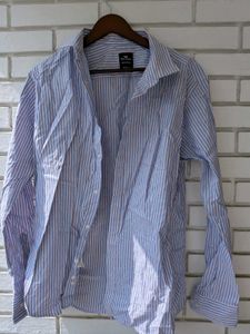 Blue and White Striped Button-Up Shirt
