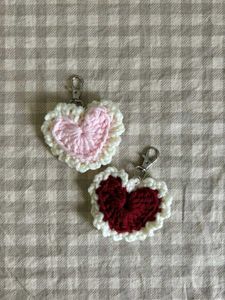 Cute Crocheted Heart Keychain