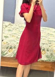 Elegant Red Fit &amp; Flare Dress
