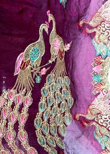 Embroidered Peacock dark purple Saree