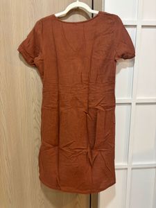 Rust Button Front Dress