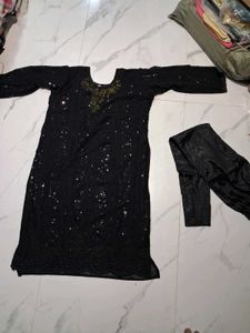 Elegant Black Kurta Set with Embellishments