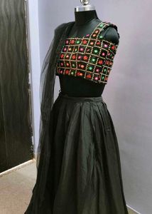 Black Embroidered Lehenga Set