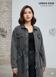 Urban Edge carbon black Denim Trench Coat