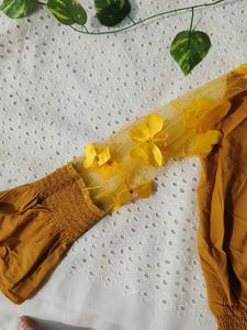 Mustard Floral Sleeve Top