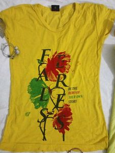Fitted Yellow Graphic T-Shirts (Set of 2)
