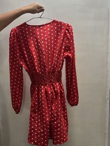 Red Polka Dot Midi Dress