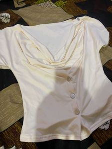 Off-Shoulder Button-Up Twist Top