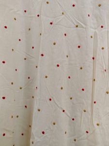 Off White linen embroidered flared kurta