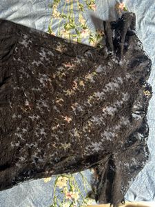 Sheer Lace Floral Print Blouse