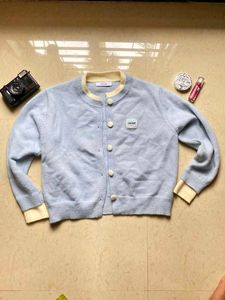 cute Blue Button-Up Cardigan
