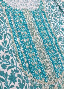 Beautiful Blue &amp; White Cotton Kurta Set