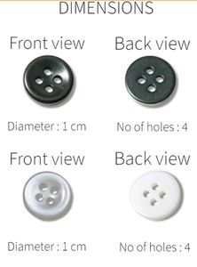 100 Pc Pack-White-Black-High Quality Shirt Buttons
