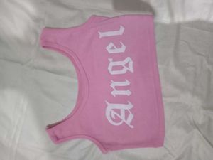 Cute Pink Angel Crop Top
