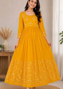 Beautiful Yellow Embroidered Gown