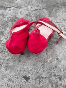 Vibrant Red Heeled Sandals