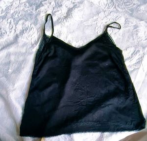 Black Lace Trim Camisole Top