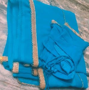 Vibrant Blue Saree with Sequins