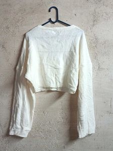 Trendy Cream Cropped Cardigan