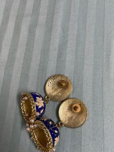 Blue Floral Jhumka Earrings