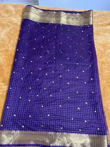 Purple Organza Saree With Kanchi Weaved Borders