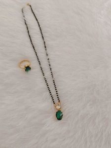 Emerald Ring & Mangalsutra Set