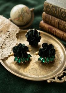 Emerald Green Floral Earrings And Ring