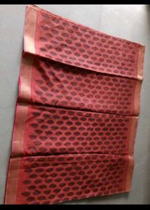Beautiful Red Saree with Intricate Black Motifs