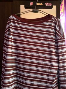 Striped Asymmetric Pullover T-Shirt