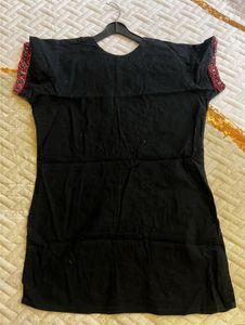 Embroidered Black Tunic Top