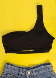 One Shoulder Cut Out Brallete/ Bikini Top